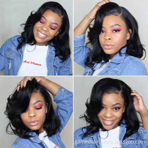 Wholesale bob Raw Indian Virgin Human Hair Hd Full Lace Frontal Bob Wigs Human Hair Transparent Lace Front Wig For Women